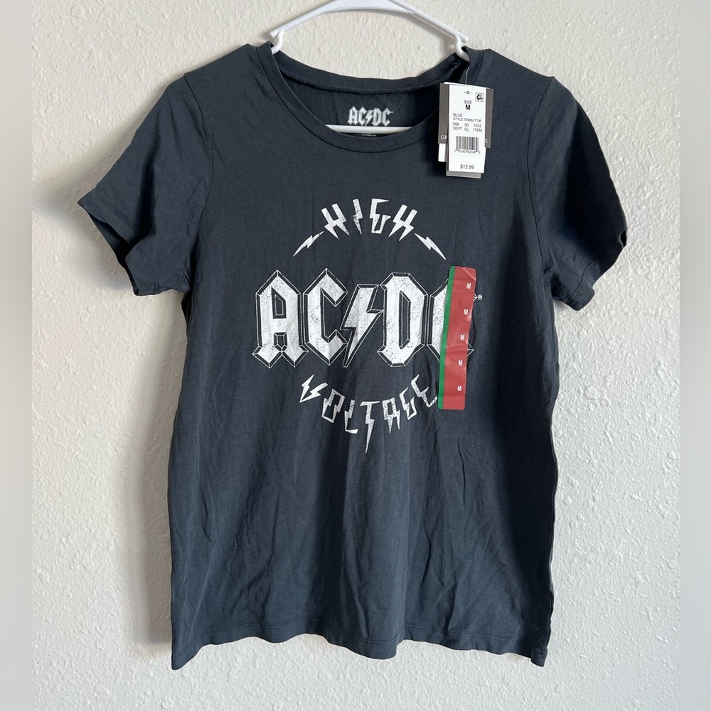 AC/DC Gray Medium Tee Shirt High Voltage